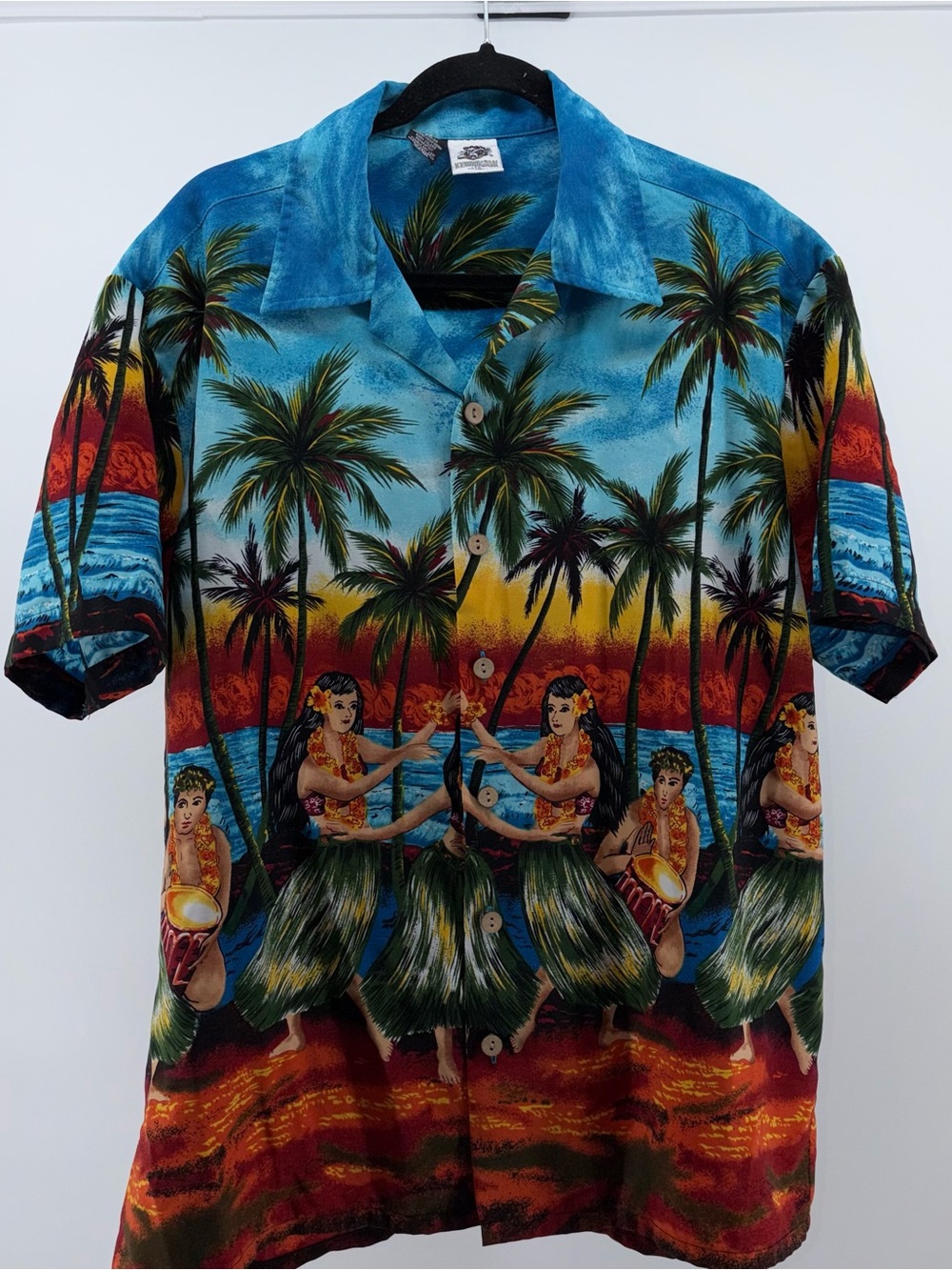 Kennington, Vintage, Hawaiian Shirt Mens XL Aloha Hula Girl Print Rayon S021